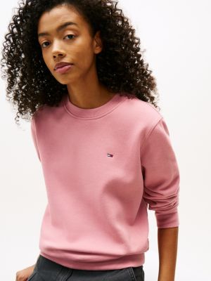 grün rundhals-sweatshirt mit flag-stickerei für damen - tommy jeans