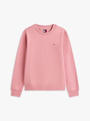 grün rundhals-sweatshirt mit flag-stickerei für damen - tommy jeans