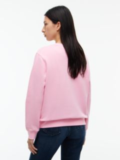 Flag Embroidery Brushed Fleece Sweatshirt — Pink 4