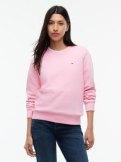 Flag Embroidery Brushed Fleece Sweatshirt — Pink 1