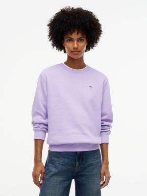 purple flag embroidery brushed fleece sweatshirt for women tommy jeans
