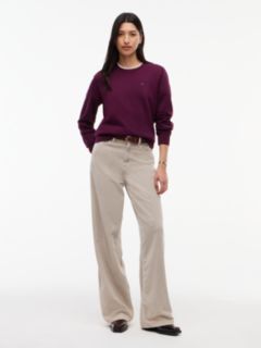 Flag Embroidery Brushed Fleece Sweatshirt — Purple 2