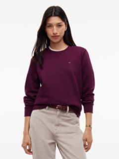 Flag Embroidery Brushed Fleece Sweatshirt — Purple 1