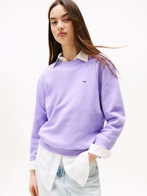 purple flag embroidery crew neck sweatshirt for women tommy jeans