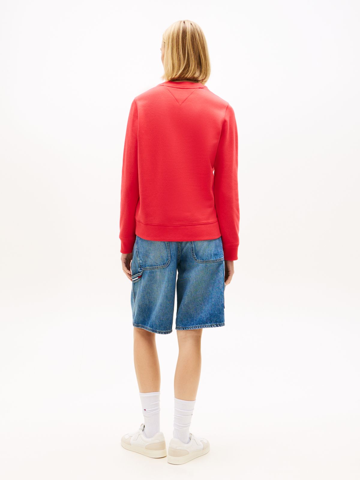 Flag Embroidery Brushed Fleece Sweatshirt — Red