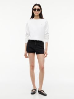 Flag Embroidery Brushed Fleece Sweatshirt — White 2