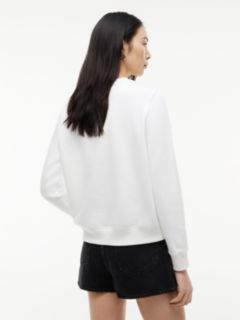 Flag Embroidery Brushed Fleece Sweatshirt — White 4