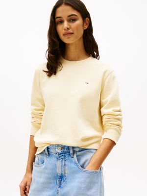 geel regular fit sweatshirt met vlagpatch voor dames - tommy jeans