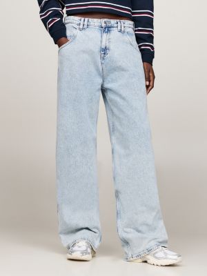 blue daisy low rise baggy jeans voor dames - tommy jeans