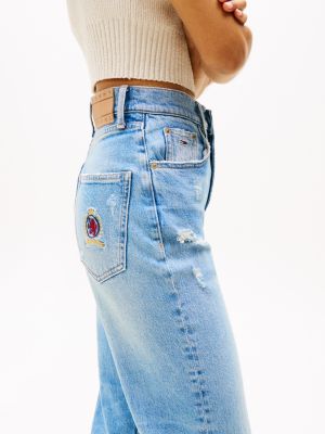 jean slim jambe droite layla taille haute bleu pour femmes tommy jeans