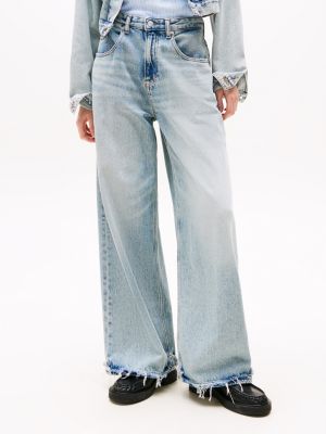 blau charlie loose jeans mit mittelhohem bund für damen - tommy jeans