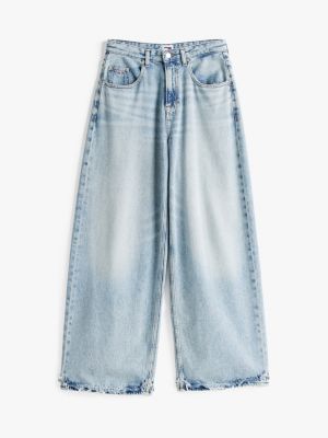 jean ample charlie taille mi-haute bleu pour femmes tommy jeans