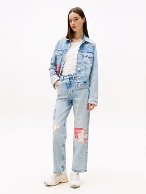 multi wąskie patchworkowe jeansy z wysokim stanem dla kobiety - tommy jeans