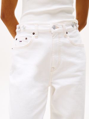 wit witte slim straight jeans met hoge taille voor dames - tommy jeans