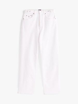 wit witte slim straight jeans met hoge taille voor dames - tommy jeans