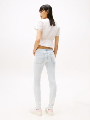 jeans sophie skinny fit a vita bassa blu da donne tommy jeans