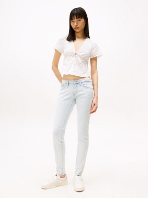 blue sophie skinny jeans met lage taille voor dames - tommy jeans