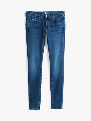 blau sophie skinny jeans mit niedrigem bund für damen - tommy jeans