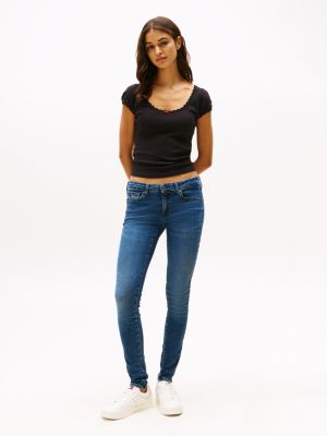 jeans sophie skinny fit a vita bassa blue da donne tommy jeans