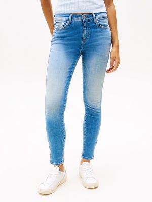 blau sophie knöchellange skinny jeans mit niedrigem bund für damen - tommy jeans