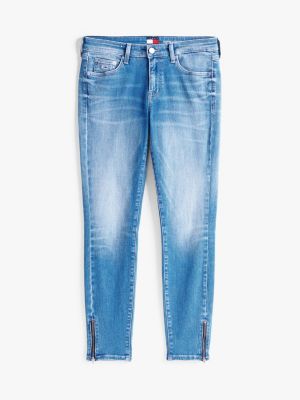 blau sophie knöchellange skinny jeans mit niedrigem bund für damen - tommy jeans