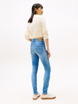 blue sylvia faded high rise skinny jeans for women tommy jeans