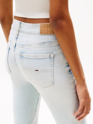 blau nora knöchellange skinny jeans mit mittelhohem bund für damen - tommy jeans