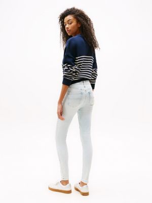 blue nora mid rise skinny ankle jeans for women tommy jeans