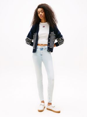 jeans cropped nora skinny fit a vita media blue da donne tommy jeans