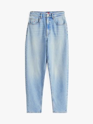 jean mom fuselé taille très haute bleu pour femmes tommy jeans