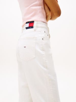 wit ultra high rise mom jeans met lichte wassing voor dames - tommy jeans