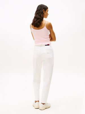 wit ultra high rise mom jeans met lichte wassing voor dames - tommy jeans