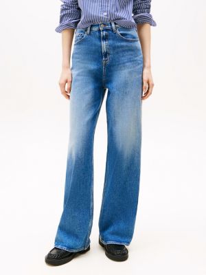 blue claire high rise wide leg jeans for women tommy jeans