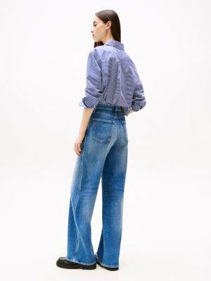 blue claire high rise wide leg jeans for women tommy jeans