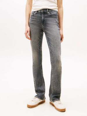 grau maddie bootcut jeans mit mittelhohem bund für damen - tommy jeans