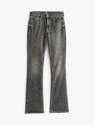 grau maddie bootcut jeans mit mittelhohem bund für damen - tommy jeans