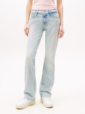 jean bootcut maddie délavé taille mi-haute bleu pour femmes tommy jeans