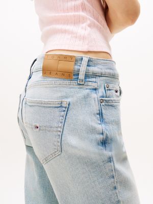 jean bootcut maddie délavé taille mi-haute bleu pour femmes tommy jeans