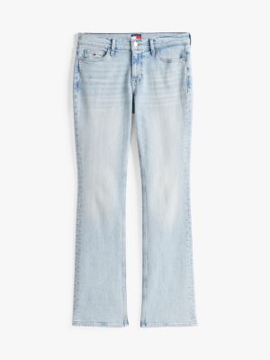 jean bootcut maddie délavé taille mi-haute bleu pour femmes tommy jeans