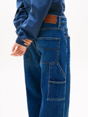 blue carpenter mid rise relaxed straight jeans for women tommy jeans