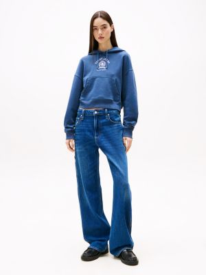 blue carpenter mid rise relaxed straight jeans for women tommy jeans