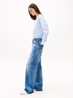 blue mia mid rise relaxed straight jeans for women tommy jeans