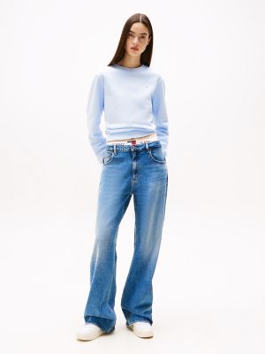 jean décontracté jambe droite mia taille mi-haute blue pour femmes tommy jeans