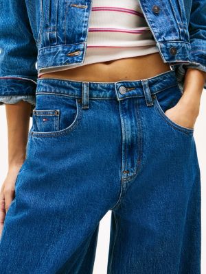 blau charlie loose jeans mit mittelhohem bund für damen - tommy jeans