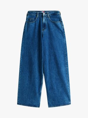 blau charlie loose jeans mit mittelhohem bund für damen - tommy jeans