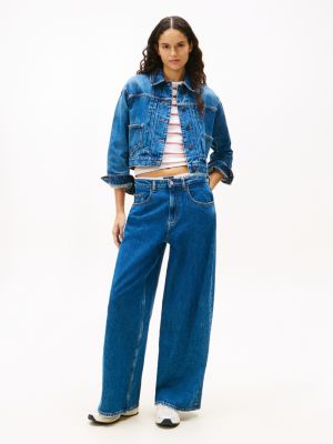 blue charlie loose jeans mit mittelhohem bund für damen - tommy jeans