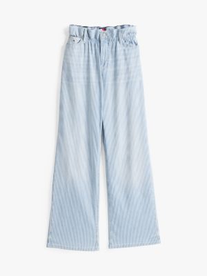 blau loose straight leg jeans mit paperbag-bund für damen - tommy jeans