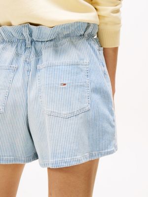 short ample en jean froncé à la taille bleu pour femmes tommy jeans