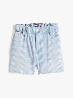 short ample en jean froncé à la taille bleu pour femmes tommy jeans