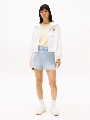 blue loose paperbag denim shorts for women tommy jeans